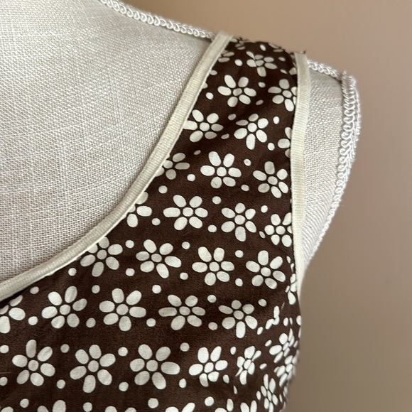 Max Studio Floral Summer A-line Dress Size Medium Brown and White - Picture 3 of 9